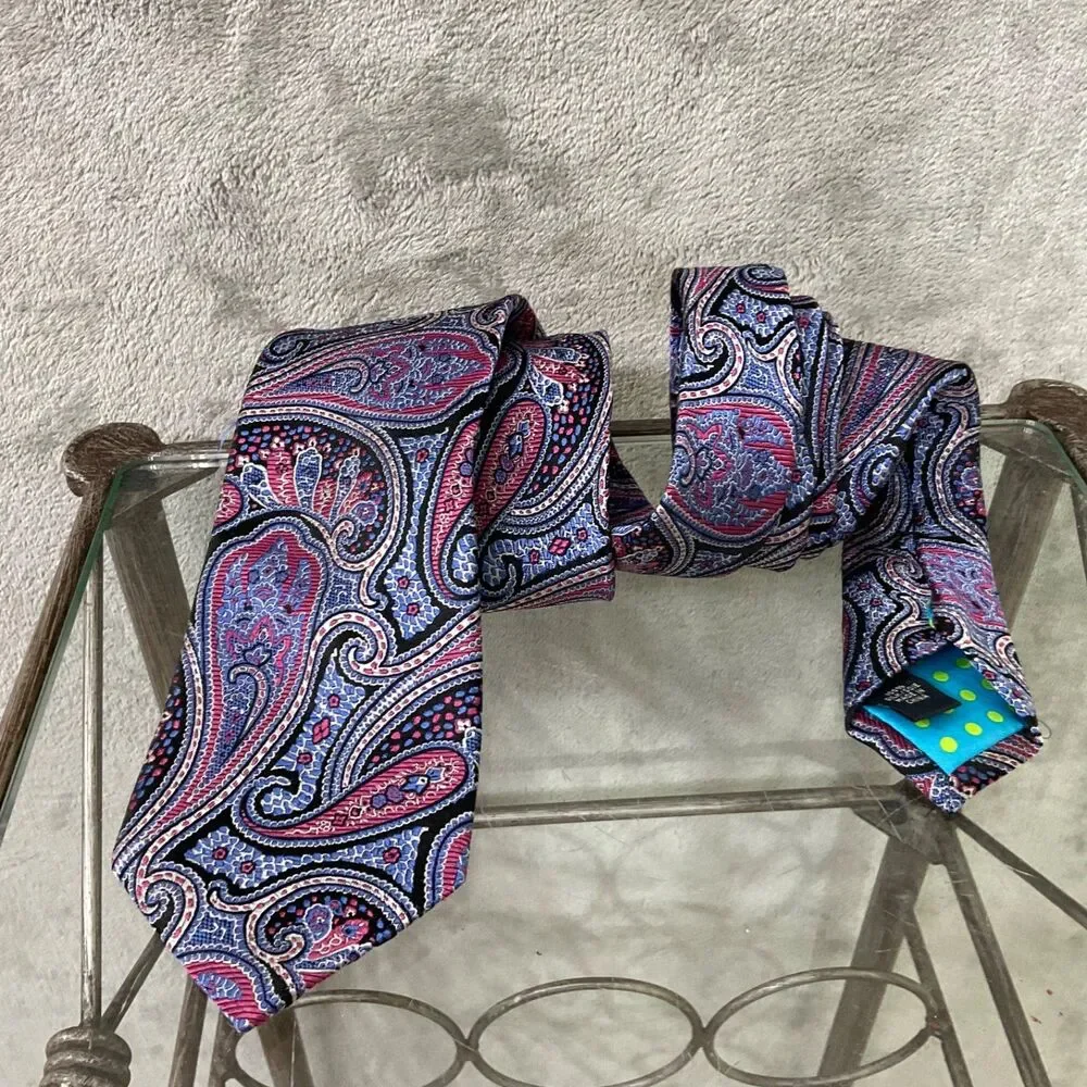 TED BAKER Men's Tie long Textured  100% Silk Necktie Paisley 60.5” x 3.3/4